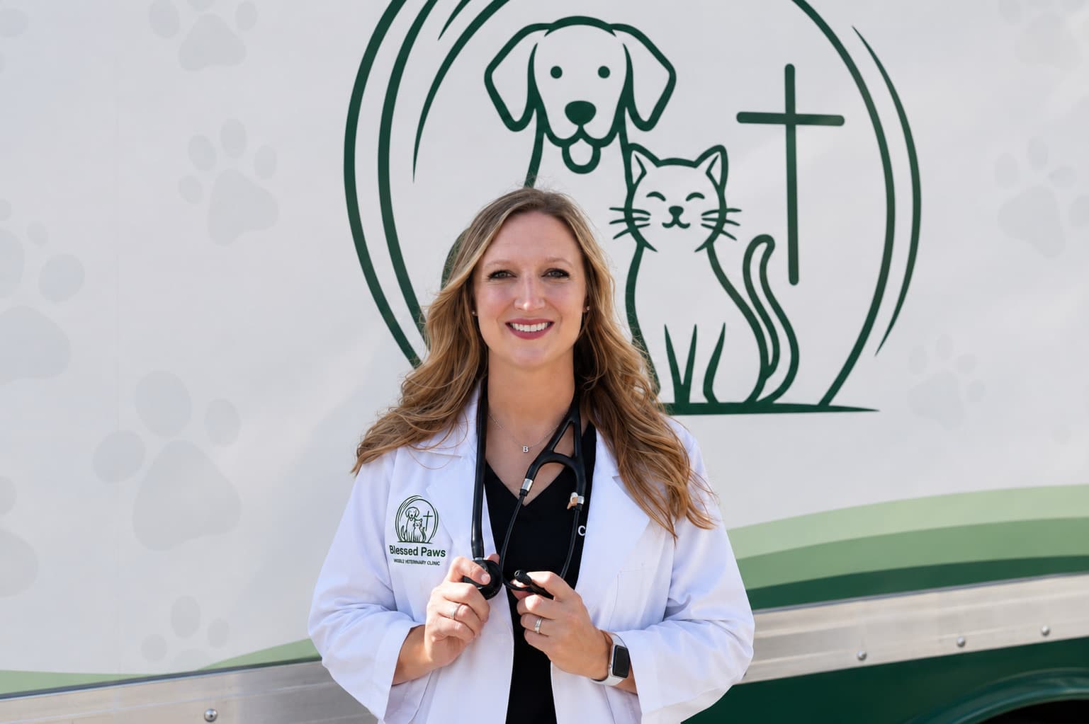 Blessed Paws mobile veterinary clinic that travels across central Oklahoma